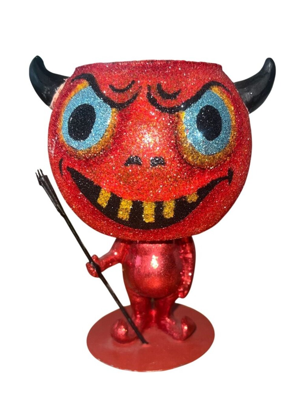 Dept.56 Halloween Glitter Devil Complete Candle Holder Pitchfork Horns SUPERB!